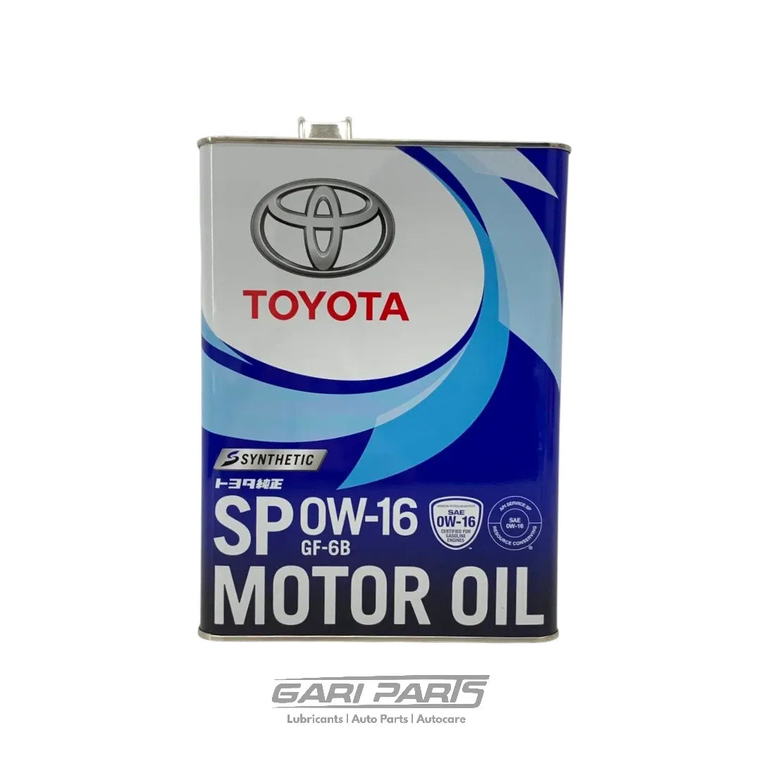 0W-16 TOYOTA GENUINE Genuine Toyota Motor Oil Fully Syenthetic Tin GF-6B API SP PETROL ENGINE MOTOR OIL GENUINE BUY FROM GARIPARTS