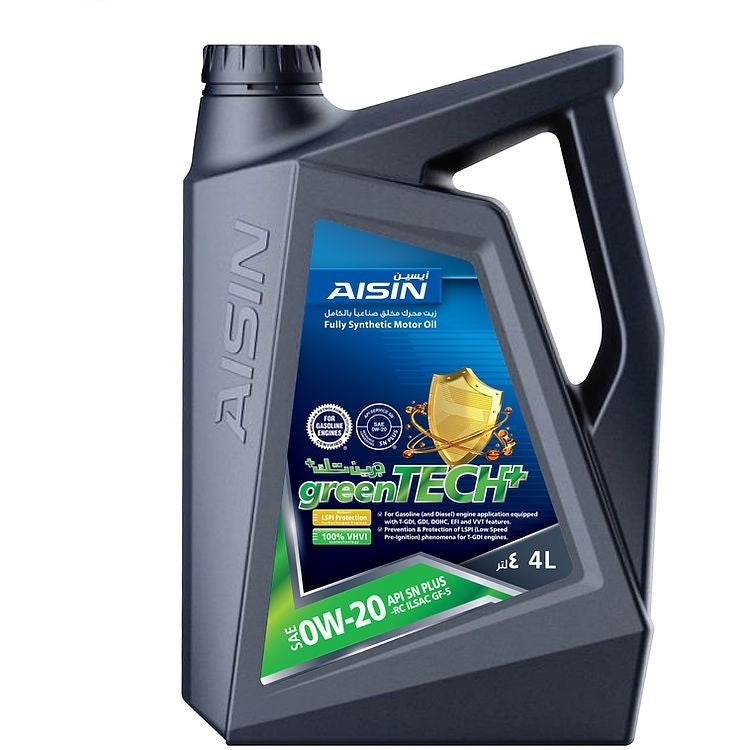 AISIN 0W-20 OW-20 FULLY SYENTHETIC-GREENERGY APPLICATIONS MADE IN KOREA SN+ PETROL ENGINE MOTOR OIL