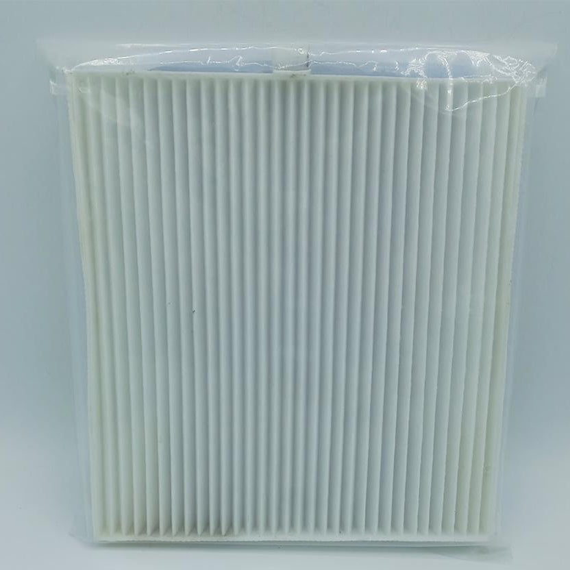 A packaged rectangular air filter with pleated white material, shown on a light gray background. Text at the bottom reads 'DFSK GLORY 580 / 580 PRO AC FILTER', and a small car graphic appears in the lower right corner.