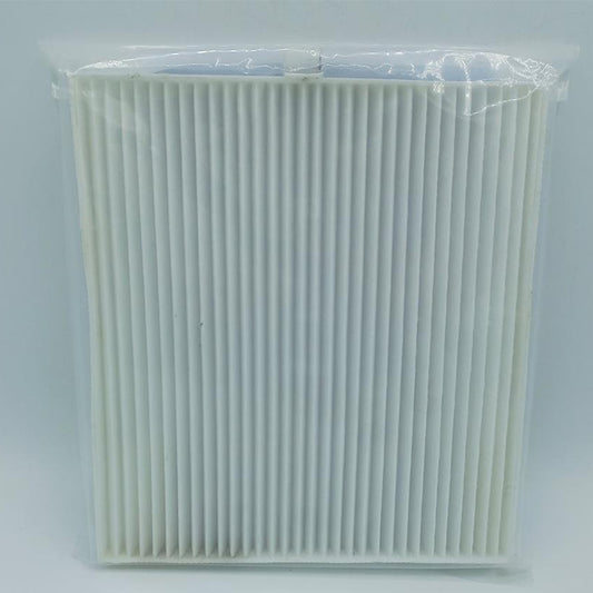 A packaged rectangular air filter with pleated white material, shown on a light gray background. Text at the bottom reads 'DFSK GLORY 580 / 580 PRO AC FILTER', and a small car graphic appears in the lower right corner.