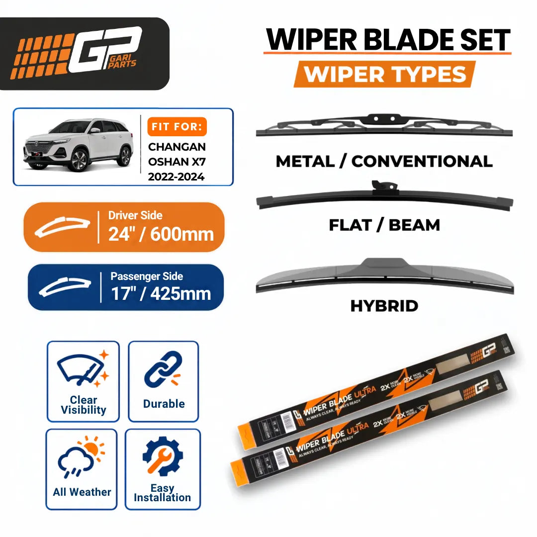 CHANGAN OSHAN X7 2022-2024 Wiper Blades Set - GP - 24" / 600mm + 17" / 425mm