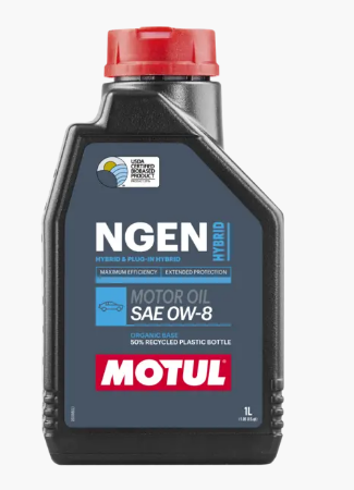 MOTUL NGEN Hybrid 0W-8 Engine Oil - API SP | Ultra-Low Viscosity for Hybrid Cars 1 LITER