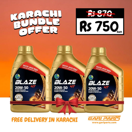 Pack of 3 PSO Blaze 4T 20W-50 motorcycle oil bundle with free delivery in Karachi