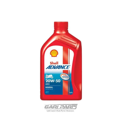 Pack of 3 – 20W-50 Shell Advance 4T AX3 Motorcycle Engine Oil 0.7L (API SG / JASO MA) Genuine