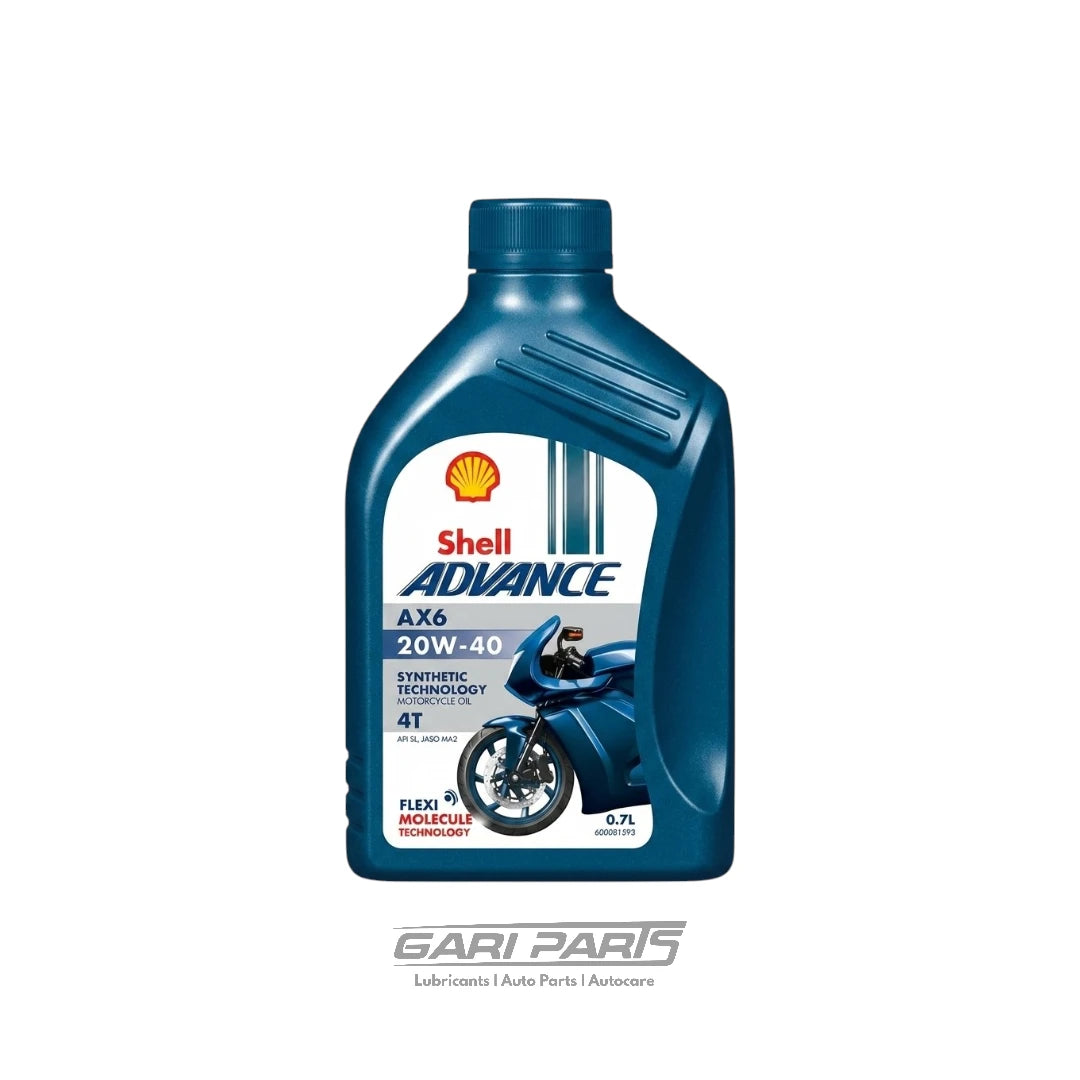 20W-40 Shell AX6 ADVANCE 4T MOTORCYCLE API STAR / JASO MA BIKE ENGINE MOTOR OIL GENUINE BUY FROM GARIPARTS