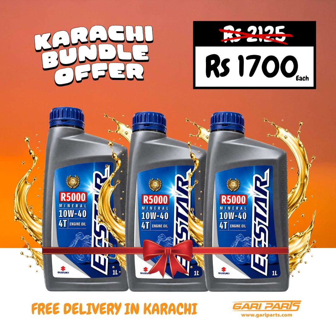 Pack of 3 Suzuki Ecstar R5000 10w-40 4T motorcycle oil bundle with free delivery in Karachi
