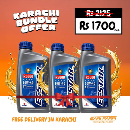 Pack of 3 Suzuki Ecstar R5000 10w-40 4T motorcycle oil bundle with free delivery in Karachi