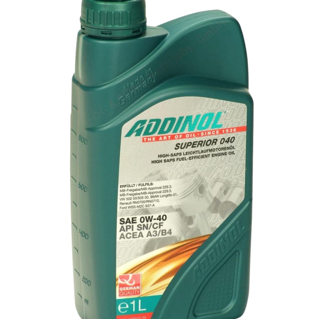 ADDINOL 0W-40 Superior 0W-40 ACEA A3 / B4 SN PETROL ENGINE MOTOR OIL 1 LITRE