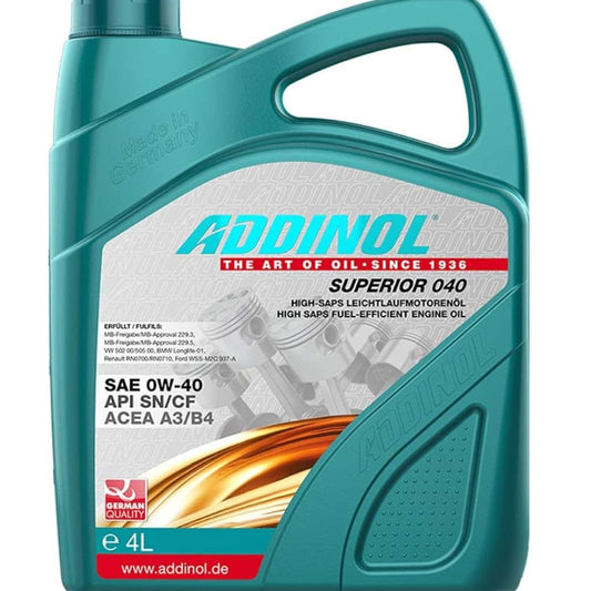 ADDINOL 0W-40 Superior 0W-40 ACEA A3 / B4 SN PETROL ENGINE MOTOR OIL 4 LITRE