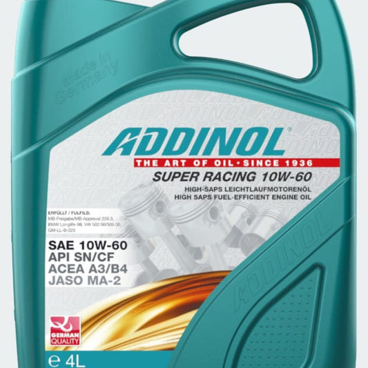 ADDINOL 10W-60 Super Racing 10W-60 ACEA A3 / B4 / MA-2/MA SM / CF SM PETROL ENGINE MOTOR OIL 4 LITRE