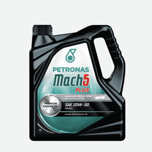 PETRONAS 20W-50 MACH 5 PLUS ME 20W-50 FOUR WHEELERS GASOLINE PREMIUM ENGINE OIL API SL SL PETROL ENGINE MOTOR OIL 4 LITRE