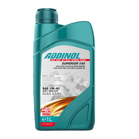 ADDINOL  0W-40  Superior 0W-40 ACEA A3 / B4  SN  PETROL  ENGINE MOTOR OIL