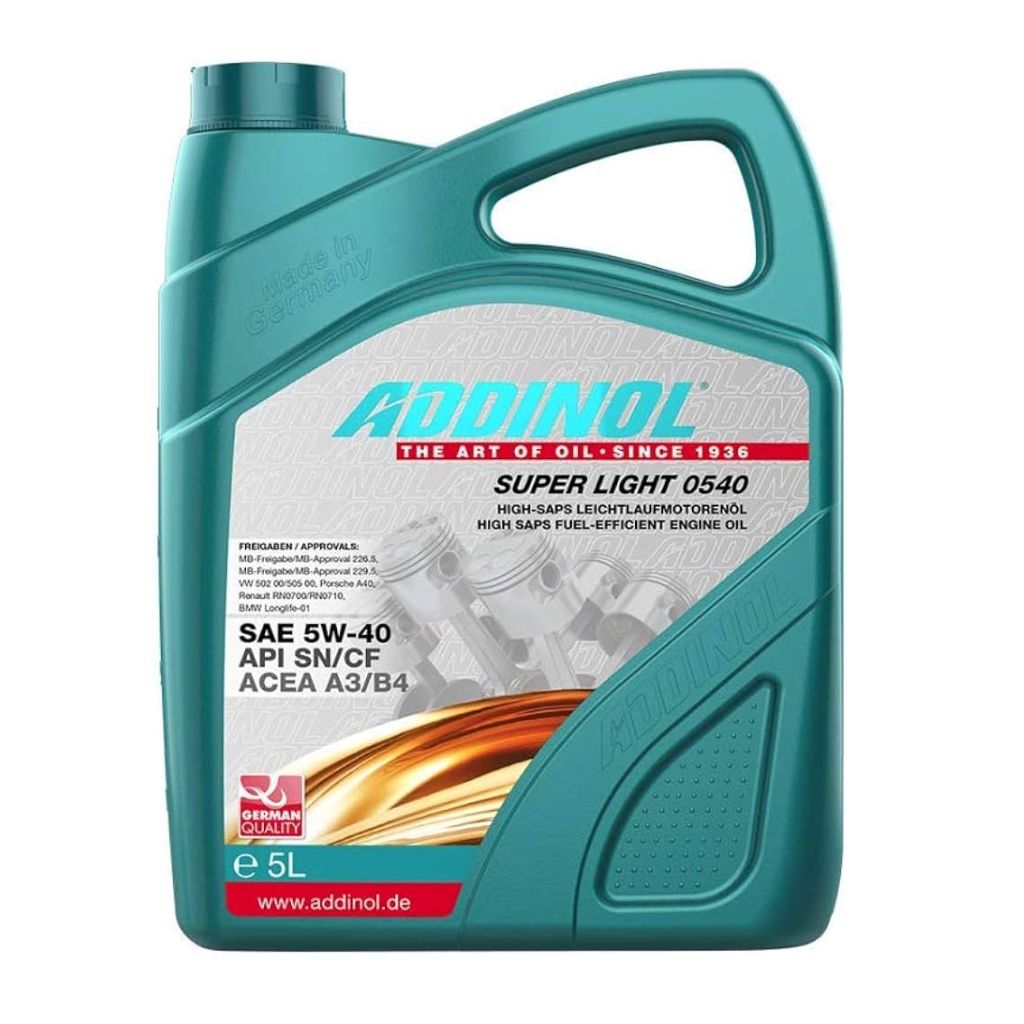 ADDINOL  5W-40  Super Light 5W-40 ACEA A3 / B4 SN/CF  SN  PETROL  ENGINE MOTOR OIL